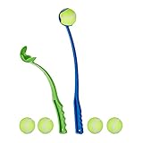 Relaxdays Hunde 2er Set Ballwerfer Ballschleuder, blau/Grün, One Size