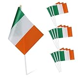 TOBBOMEY 12 Stück Miniflagge Irland 14x21cm – Bruchsicher für St Patrick'S Day Paraden Fahrzeuge Partys Kleine Handflaggen