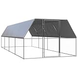 LAPOOH Outdoor-Hühnerkäfig, Hühnerstall, Hühnerhaus, Kaninchenstall, Hühnerauslauf, Wachtelstall, Wachtel Zubehör, 3x8x2 m Verzinkter Stahl