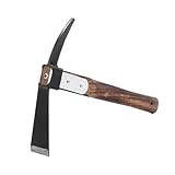 F Fityle Hacke und Kultivatorrechen, 2-in-1, Holzgriff, Karbonstahl, Handwerkzeug, Handfräse zum Graben von Blumenbeeten, Jäten, Bepflanzen im Garten, Style B