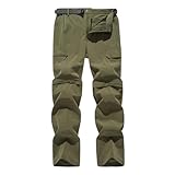 LOSSLO Wanderhose Herren Zip Off Funktionshose Herren Entfernbar Atmungsaktiv Wasserdicht Trekkinghose Arbeit Sporthose Baggy Freizeithose Leichte Laufhose Stretch Arbeitshosen für Männer