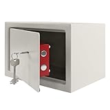 FIVMEN Safe Tresor für Zuhause Möbeltresor mit Doppelbartschloss Wandtresor Wandsafe Boden Schranktresor aus Stahl ink. 2 Schlüssel und 4 Befestigungsschraube 31x20x20cm, Weiß