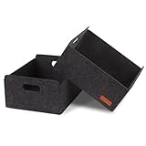 Unictop Boxen Aufbewahrung ，2 Stück Stabiler Filzkorb Rechteck,Faltbar, mit Zwei Weichen Griffen,für Kleidung, Handtücher, Accessoires und Kinderspielzeug aufzubewahren DunkelGrau