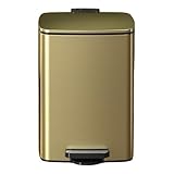 HomeJoySet 20/30 Liter Quadratischer Tret-Mülleimer Aus Gebürstetem Edelstahl – Mit Deckel, Inneneimern Und Freihändigem Tritt, In Gold For Zuhause Und Das Büro