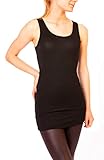 Easy Young Fashion - Damen Basic Trägertop - ärmelloses Longtop Extra Lang - Skinny Fit 9002 - OneSize (Schwarz)
