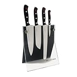 F. DICK Superior Messerblock im Acryl - Magnetblock – 4-teilig mit Kochmesser, Santoku, Brotmesser & Officemesser aus gestanztem Stahl – Profi Messerset - langlebig – Made in Germany