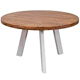 KADIMA DESIGN Esszimmertisch rund 130 cm Sheesham Massiv Esstisch, Runder Holztisch mit Metallbeinen, Massivholztisch Esszimmer, Küchentisch Massivholz