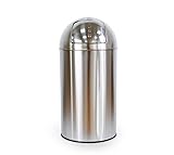 BRASQ Push Mülleimer - mit Deckel, 40L, Push Klappe poliert, rutschfest, Silber/Schwarz Abfalleimer, Abfallsammler, Müllbehälter, Müllsammler, Abfallbehälter, Küche, Bad (Silber)