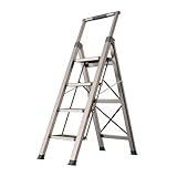 Klappbarer Tritthocker mit Handgriff, langlebige Aluminium-Sicherheitsleiter für Haushalt, Küche, Speisekammer