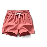 WDSBZNB Sport Kleidung Männer Sportshorts, Laufhosen, Reißverschlusstaschen for Herren und Damen(Red,L)
