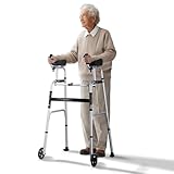 VEVOR 2-in-1-Gehgestell, zusammenklappbar, Gehbock mit abnehmbaren Armlehnen, höhenverstellbar, Gehhilfe Aluminium Mobilitätshilfe mit Vorderrädern für ältere und behinderte Menschen, 204 kg