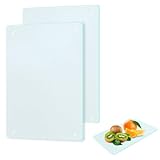 Schneidebrett Glas 2 Stück Glasschneidebrett Glasplatte mit Rutschfesten Silikonfüßen Gehärtetem Glas Schneidebrett zum Kochen Backen Gemüsezubereiten in der Küche (28X20 cm)