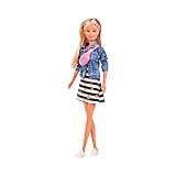 Simba 105733459 - Steffi Love Sneakers Love, Spielpuppe in einem modischen Kleid mit Jeansjacke, Bauchtasche und 3 Paar Speakern, 29cm, ab 3 Jahre