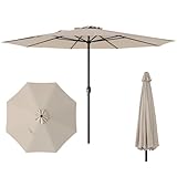 RELAX4LIFE Sonnenschirm 360 cm, großer Gartenschirm mit Kurbel, Terrassenschirm mit 8 Rippen, Balkonschirm UV Schutz, Marktschirm wasserabweisend, Kurbelschirm für Garten, Terrasse, Pool (Beige)