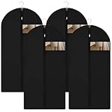 4 Stück Kleidersack,120 x 60 cm Schwarz Kleidersäcke mit Reißverschluss,Shirt Anzug Kleid Kleidung Tasche,Staubschutz für die Lagerung von Kleidung
