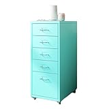 Kommode mit 5 Schubladen, Kommode für Schlafzimmer und Wohnzimmer, großes Fassungsvermögen, Nachttisch für Flur, Büro, Klassenzimmer, Konferenzraum, stilvolles blaues Design