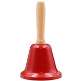Yililay Holz Handglocke, extra laut, Weihnachtsklingelglocke, Messingglocke, 6,3 cm, Teeglocke, Service Klingelglocke für Hochzeiten, Weihnachten, Schule, Rot