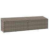 Frdhee Aufbewahrungsbox Garten Kissenbox, Garten-Auflagenbox Grau 220x50x58 cm Poly Rattan, Ideal für Terrasse, Balkon und Hof