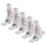 CAXUSD 5 Stück Kategorie 6 Gigabit Geschirmter Rj 45 Anschluss Ethernet Stecker Durchgangs Modularstecker Rj 45 Durchgangsanschluss Ethernet Kabel Crimp Anschlüsse Cat6 Stecker Weiß