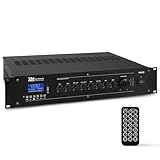 Power Dynamics PRM120 PA Endstufe - Verstärker für Lautsprecher und Musikanlagen, 100 Volt System, 120 Watt PA Verstärker, Bluetooth, MP3-Player, USB, SD, 2x Mic, Soundverstärker