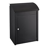 DUBTEDHOU Abschließbarer wetterfester Briefkasten für die Wa Briefkasten und Paketkasten zur Wandmontage, Briefkästen mit Schlüsselschloss, 50,5 x 36 x 26,5 cm, Schwarz