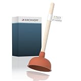 Kirchhoff Profi-Pömpel 140 mm, Saugglocke für verstopfte Toilette, Badewanne, Dusche, WC-Pümpel zur chemielosen Reinigung, großer Abflussreiniger bei Verstopfung, Rot