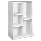 Amazon Basics Bücherregal mit 5 Fächern, Büroregal, Wohnzimmer, Schlafzimmer, Würfel, Weiß, 50 x 24 x 80 cm