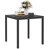 Outsunny Gartentisch Aluminium 73x73 cm Wetterfest Buffettisch mit Holzoptik, Campingtisch für 4 Personen rutschfest Balkontisch Outdoor Esstisch für Garten, Terrasse Balkon Schwarz