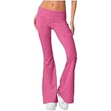 Hose Damen Schlaghose Sexy Y2K Low Waist Skinny Yogahose Lang Stretch Bootcut Freizeithose Jogginghose Grau Flaredhose Hüfthose Sweathose Schwarz weiß