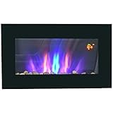 HOMCOM Elektrokamin mit LED Flammeneffekt,1000/2000W Wandkamin in 7 Farben, Elektrischer Kamin mit Fernbedienung, Wandmontage, Schwarz
