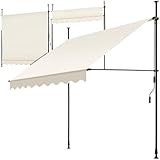 tectake® Klemmmarkise mit Handkurbel, Balkon Markise ohne Bohren, Markise höhenverstellbar, UV-beständig, wasserabweisend, Terrassenüberdachung, Sonnenschutz Terrasse & Balkon, Breite 200 cm - beige