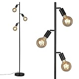 BRILONER Leuchten - Stehleuchte, Stehlampe schwenkbar, 3x E27, inkl. Kabelschalter, Retro, Vintage, Schwarz, 220x1.600mm (DxH), 1387-035