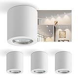 ZMH 4x Aufbauspot weiß Aufbaustrahler rund: Deckenspots GU10 Spots Deckenleuchte Aufputz 230V aus Gips Aufbauleuchte klein Deckenlampe Max.40W für Wohnzimmer Esszimmer Flur - Ohne Leuchtmittel