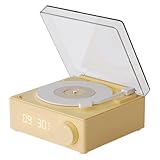 Joberio Plattenspieler-Lautsprecher, kabelgebunden, Plattenspieler-Lautsprecher mit Wecker, kabelloser Lautsprecher, vertikaler Plattenspieler, intelligente Plattenspieler-Lautsprecher für Strand