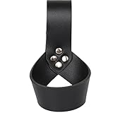 Linghe Gürtelhalter aus echtem Leder Gürtelhalter für Schwerter LARP Mittelalter Wikinger Fasching Kostümfest Halloween Lederholster (Schwarz)