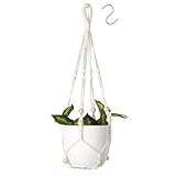 flintronic 1er Set Makramee Blumenampel, Baumwollseil Hängeampel Hängetopf für Pflanzen mit 1Pc S Metallhaken für Innen, Garten, Wohnzimmer，Außen, Balkon, Fenster, Balkone Wanddekoration