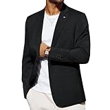 PJ PAUL JONES Herren Slim Fit Sakko Sportlich 2 Knöpfe Modern Anzugsjacke Blazer für Business Freizeit (L, Schwarz)