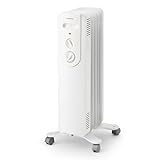 Adax Basic NOVA 10 – 1000W Ölradiator Elektrische Heizung mit Thermostat | Energieeffizienter Elektroheizkörper & Leiser Radiator mit Kippschutz, Rollen & 2 Jahren Garantie, Weiß – Norwegisches Design