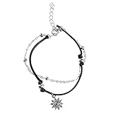 Hattba Fußkettchen für Damen und Mädchen, Legierung, doppellagig, Kette, Strand, Fußkettchen, Schmuck, Fußkettchen, Set, verstellbare Größe.