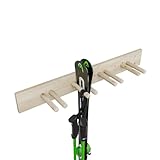 QLS Wand Skihalterung für 4 Paare 90 cm Nordic Walking Trekking Stöcke (Unbehandelt)