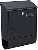 Briefkasten Edelstahl Wandbriefkasten mit Zeitungsrolle A4 Einwurfformat mit Sicht-Namensschild Schwarz Anthrazit Abschließbar mit Schlüssel 6YX83 Briefkasten