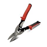 HOUSERAN 25cm Metallschere Blechschere Gerader Schnitt, Schwere CR-MO Schere mit Doppelhebel, Skalenmarkierung & Sicherheitsverriegelung, Drahtschere für Metall