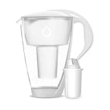 Dafi Wasserfilter Kanne aus Glas* mit Classic Filter Crystal LED 2L Weiß - Wasserkaraffe mit Aktivkohle Filter, Wasserkanne, Filterkanne, Glasfilterkanne - gegen Kalk, Chlor, BPA-Fre