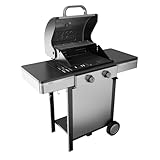 Black+Decker – Gasgrill BXOG72000D | 2 Brenner 3,6 kW | Gusseisenrost | Leichte Reinigung | Edelstahl-Thermometer | Flexible Grillfläche | Drehrollen