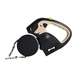 Poo4kark Pet Aufladbare beleuchtete Doppel-Rollleine für Zwei Hunde, 360° drehbarer Gurt 3 m Langer Rollgurt mit komfortablem ergonomischem, für kleine mittelgroße Hunde (Khaki, A)