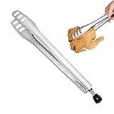 Kochzange, 32,5 cm Salatzange, Edelstahl-Steakklemme zum Kochen und Grillen, Mehrzweck-Küchenhelfer, rutschfester Griff