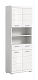 xonox.home Bad Scout X06A9713 Hochschrank Stauraumschrank Wandschrank in weiß Nachbildung und weiß Hochglanz tiefzieh, ca. B/H/T: 74x191x31 cm