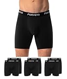 FORVEVO Boxershorts Herren Lang Bein Bauwolle 6er Pack,Atmungsaktiv Unterhosen Männer,Weiche Elastisch Unterwäsche,Sport Unterhosen Männer(Schwarz,Gr.2XL)
