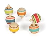 small Foot Wendekreisel-Set aus Holz, ideales Mitbringel, 6 Kreisel, Beschäftigung für Kinder ab 3 Jahren, 12606