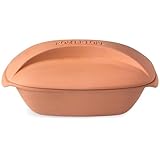 Römertopf Bräter CULINARIO für 4 Personen - 3 Liter Schmortopf mit Deckel aus Keramik – Zum Schmoren, Braten und Dampfgaren - Backofengeeignet, Terrakotta